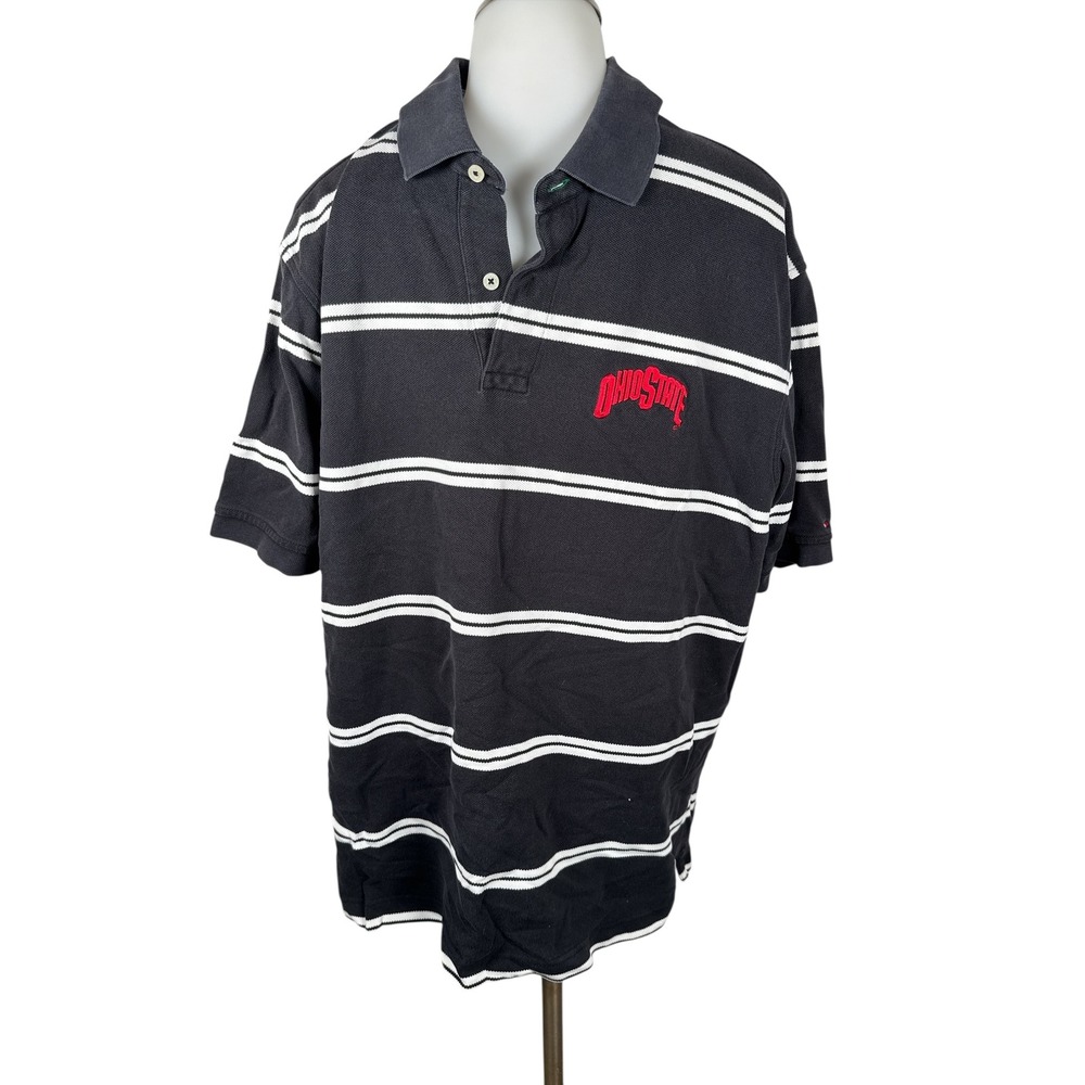 Men's Tommy Hilfiger Ohio State University Buckeyes Striped Polo Shirt Size XL